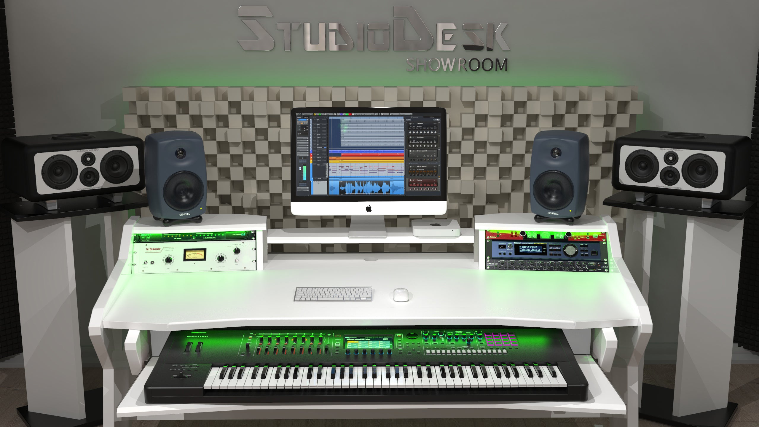 StudioDesk Commander V2 all white front view