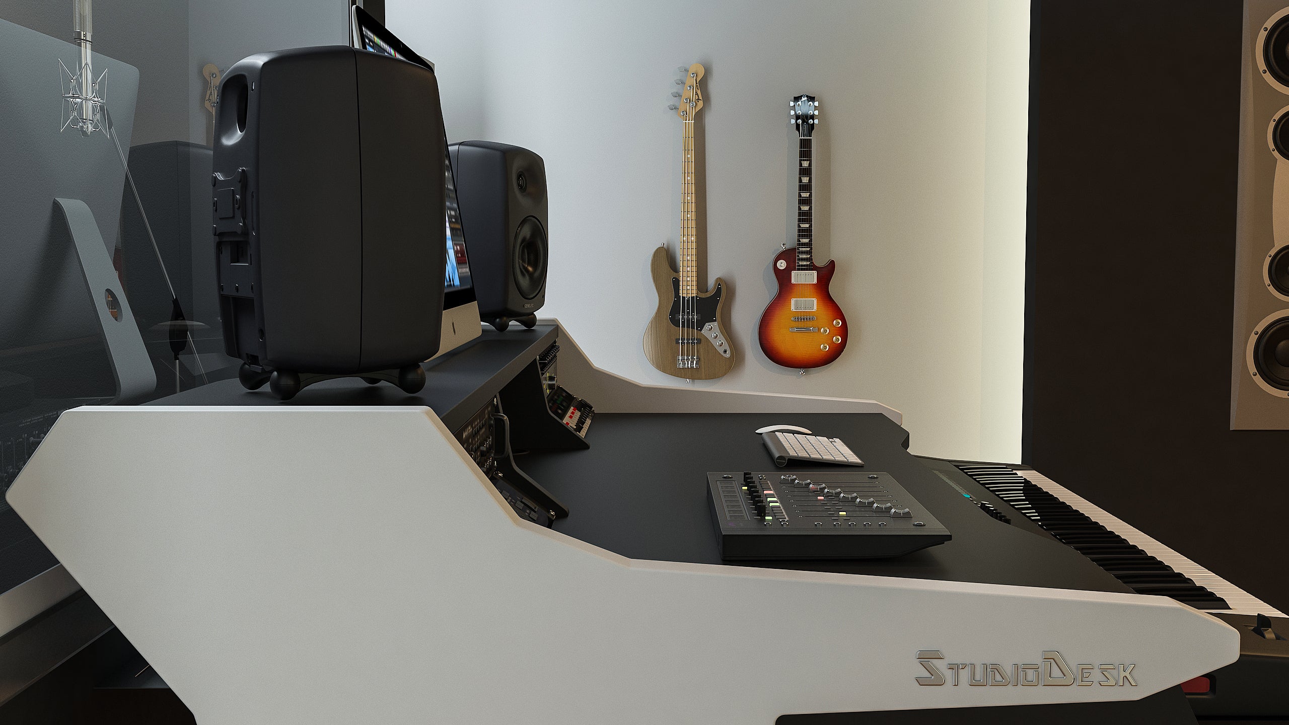 Harmony desk in studio - side view
