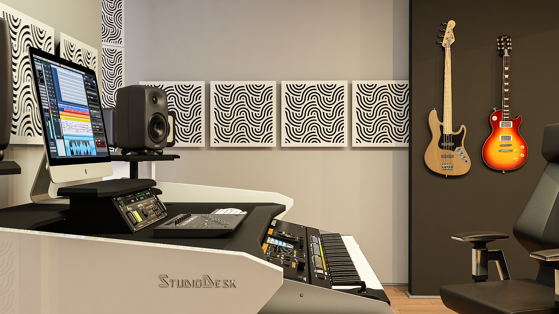 Sonic acustic panels white with side of desk