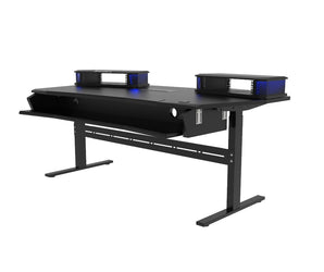 ORBIT Electric Sit and Stand Workstation with Two Rack Modules and Keyboard Tray All black