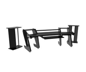 PRO LINE Classic Desk all Black & Speaker Stands bundle