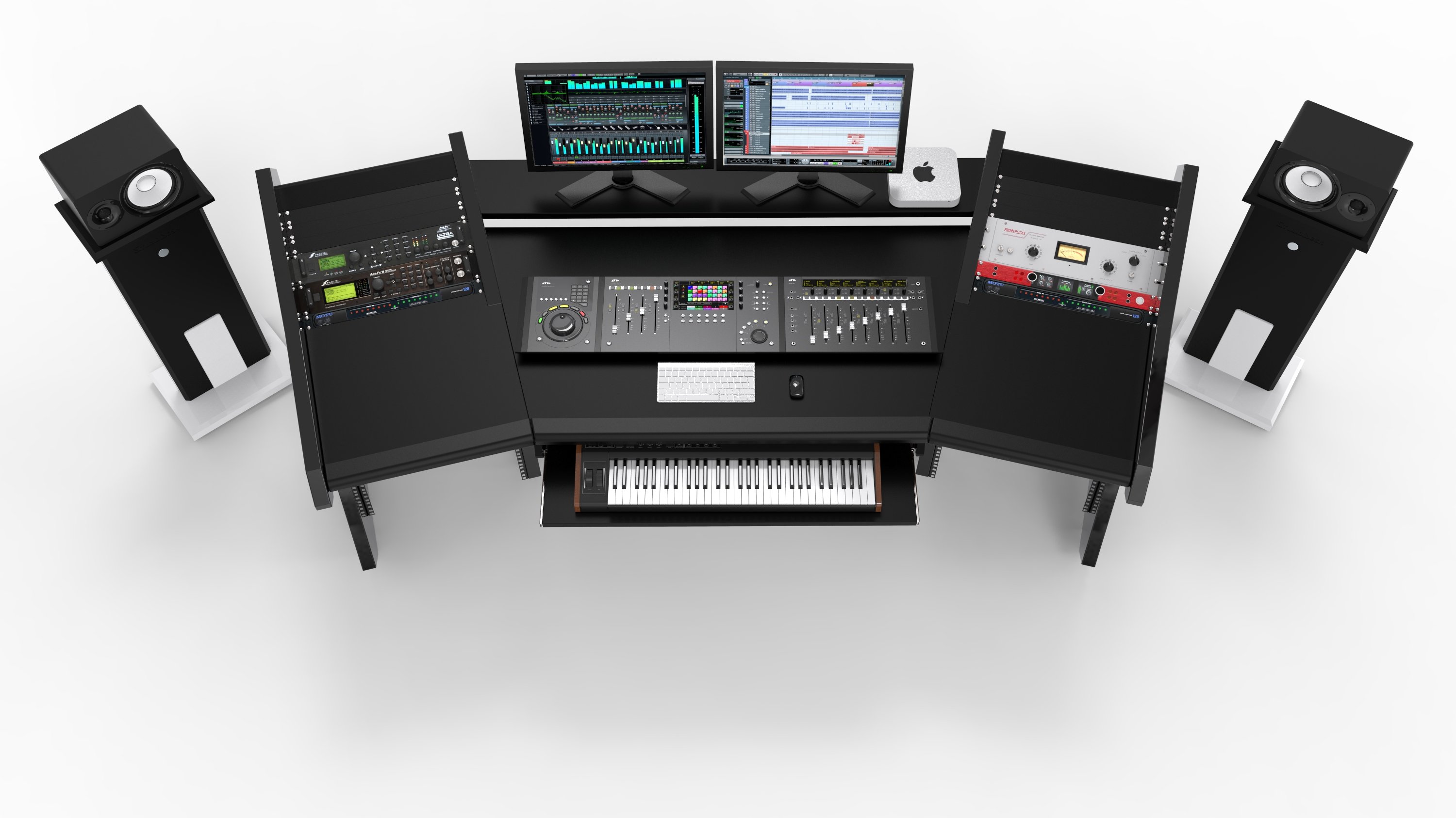 PRO LINE SL Series Studio Workstation by Studio Desk with 16 U Rack Spaces for Professional or Home Studio. 